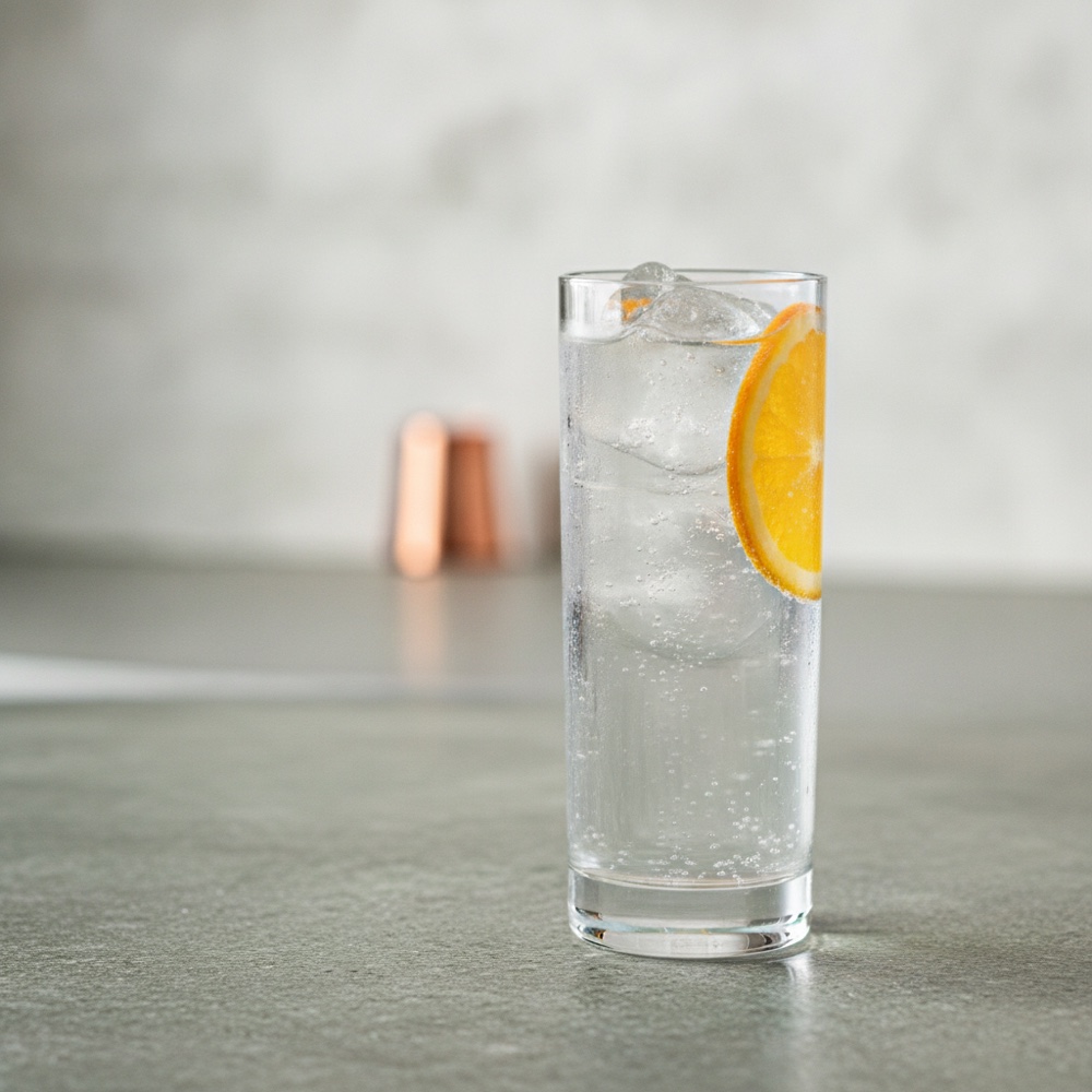 Gin Tonic Wolfrest con scorza e fettina di arancia