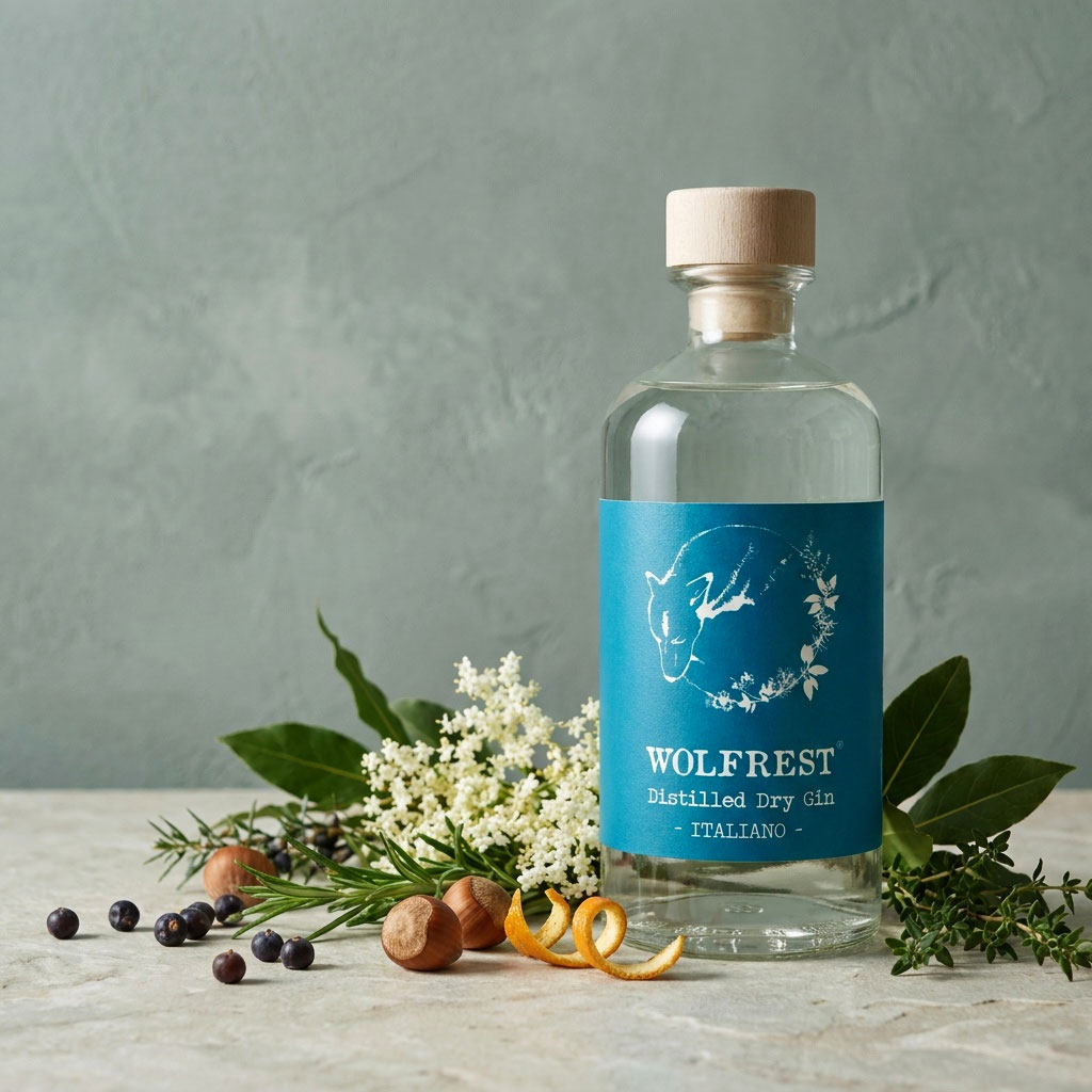 Wolfrest Gin Italiano 500 ml con botaniche