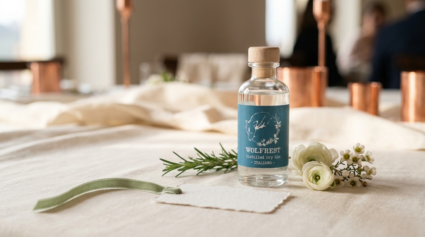 Wolfrest Italiano 100 ml inserito nell'allestimento di una tavola nuziale